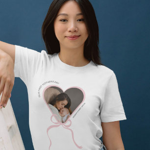 First mother's day custom love shape and bow photo T-Shirt