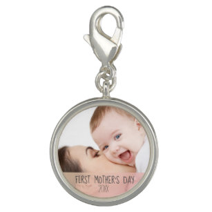 First Mothers Day Custom Mom and Baby Photo Charm