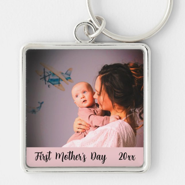 First Mothers Day Custom Mom and Baby Unique keeps Keychain (Front)