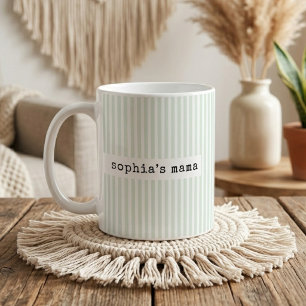 First Mother's Day Custom New Mom Green Stripes Coffee Mug