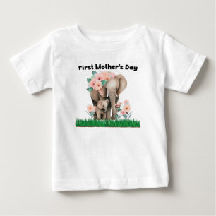 First Mother's Day cute elephant Baby T-Shirt
