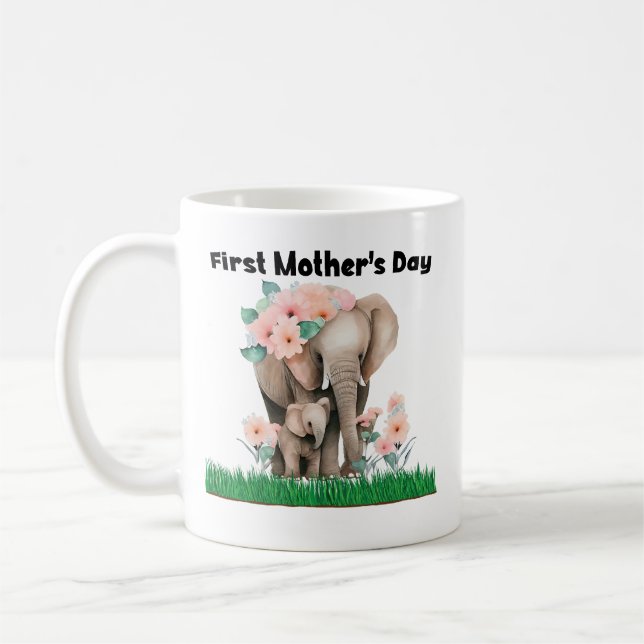 First Mother's Day cute elephant  Coffee Mug (Left)