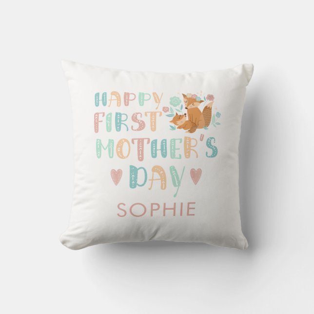 First Mothers Day First Time Mom Throw Pillow (Front)