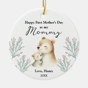 First Mother's Day From Child Woodland Animal Bear Ceramic Ornament