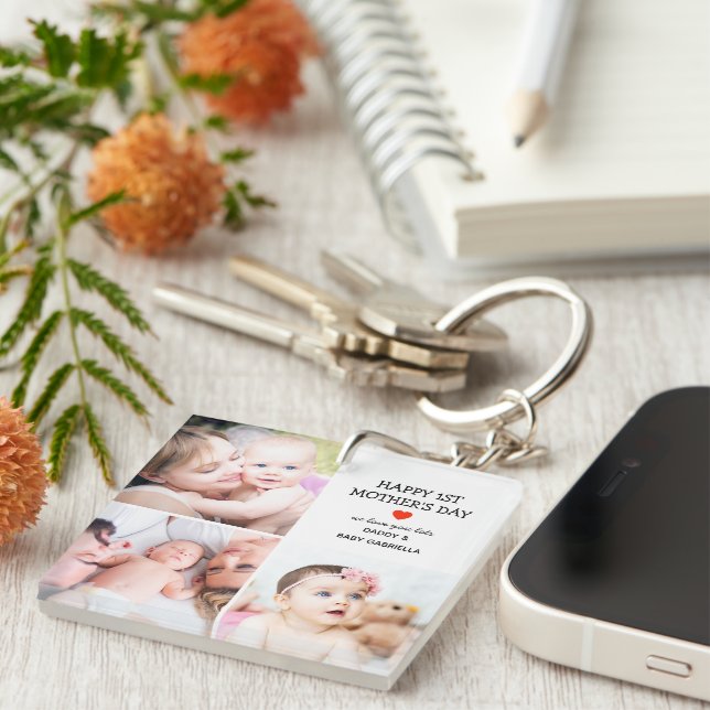 First Mother's Day Gift | Cute Photo Collage Keychain (Front Right)