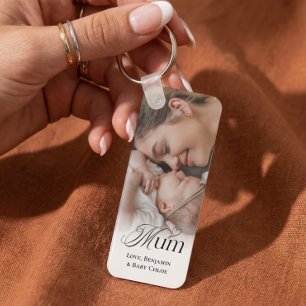 First Mother's Day Gift Elegant Mum Photo Keepsake Keychain