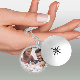 First Mothers Day Girl Baby Photo Locket Necklace