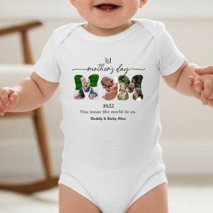 First Mother's Day Mom Cutout 3 Photos Collage Baby Bodysuit