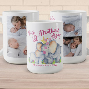 First Mothers Day Mommy and Baby Elephant 4 Photo  Coffee Mug
