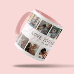First Mother's Day Mommy Photo Mug<br><div class="desc">Cute first mother's day mug featuring 14 family photos for you to replace with your own,  the text "first mother's day" in a light pink elegant script font,  the cute saying "LOVE YOU MOMMY",  and the childs name.</div>