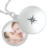 First Mothers Day New Mom and Baby Photo Locket Necklace (Front)