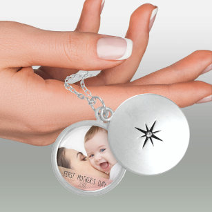 First Mothers Day New Mom and Baby Photo Locket Necklace