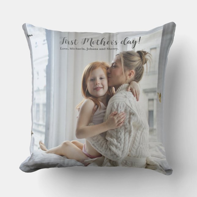 First Mother's Day Photo Throw Pillow (Front)