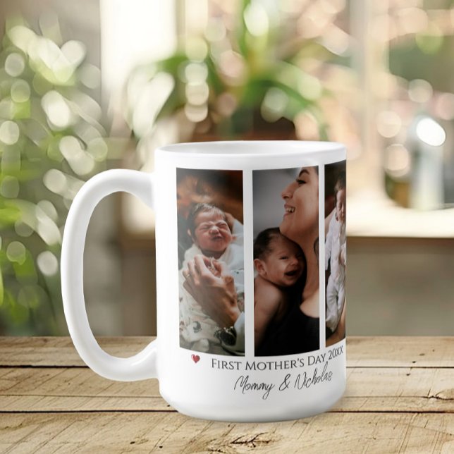 First Mother's Day Three Photo Collage Coffee Mug (White First Mother's Day Three Photo Collage Coffee Mug)