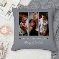 First Mother's Day Three Photo Collage | Grey
