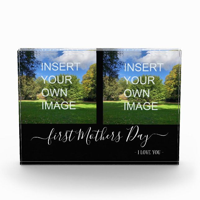 First Mothers Day Two Photo Typography Block (Front)