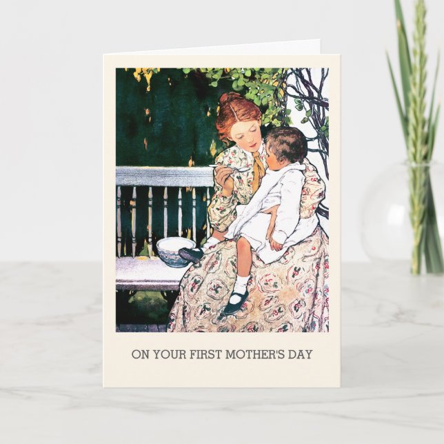 First Mother's Day Vintage Art Custom Cards (Front)