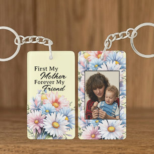 First my mother 1 photo flowers yellow keychain