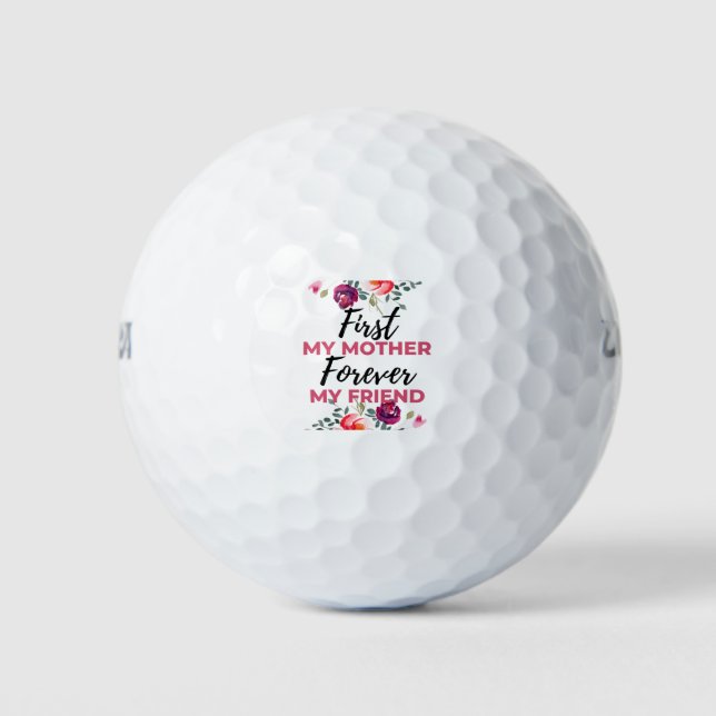First My Mother Forever My Friend black Golf Balls (Front)