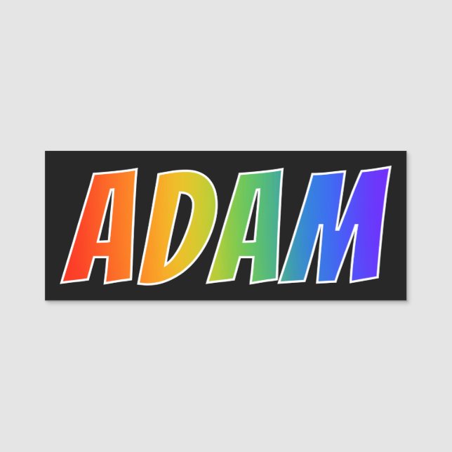 First Name "ADAM": Fun Rainbow Colouring Tag (Front)