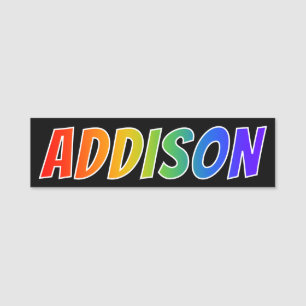 First Name "ADDISON": Fun Rainbow Colouring Name Tag