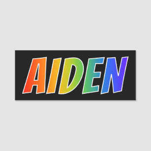 First Name "AIDEN": Fun Rainbow Colouring Tag