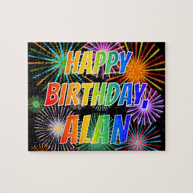 First Name "ALAN", Fun "HAPPY BIRTHDAY" Jigsaw Puzzle (Horizontal)
