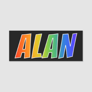 First Name "ALAN": Fun Rainbow Colouring Tag