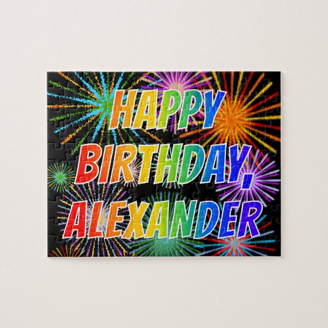 First Name "ALEXANDER", Fun "HAPPY BIRTHDAY" Jigsaw Puzzle (Horizontal)