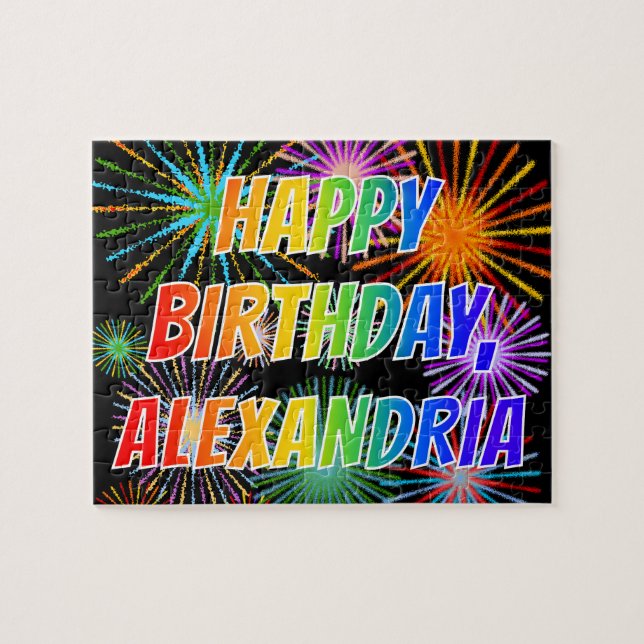 First Name "ALEXANDRIA", Fun "HAPPY BIRTHDAY" Jigsaw Puzzle (Horizontal)