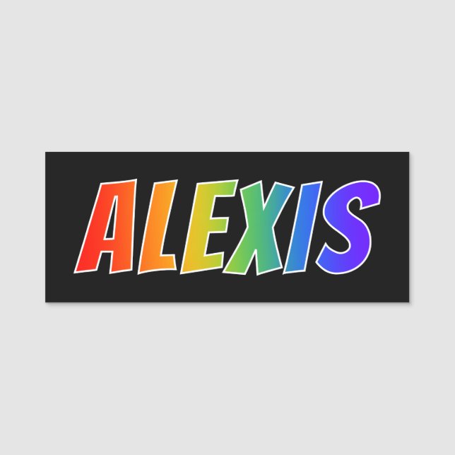 First Name "ALEXIS": Fun Rainbow Colouring Tag (Front)