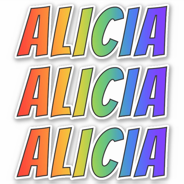 First Name "ALICIA" w/ Fun Rainbow Colouring (Front)