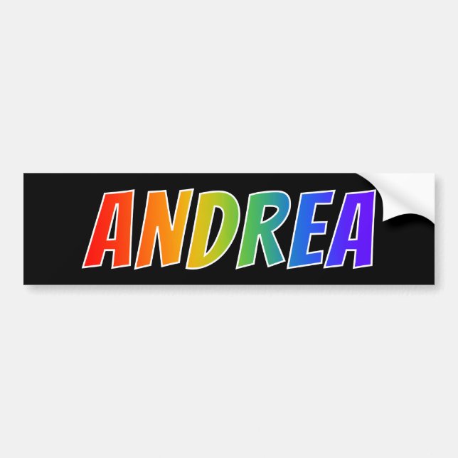 First Name "ANDREA": Fun Rainbow Colouring Bumper Sticker (Front)