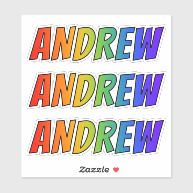 First Name "ANDREW" w/ Fun Rainbow Colouring (Sheet)