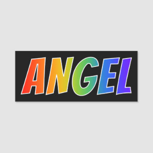 First Name "ANGEL": Fun Rainbow Colouring Tag