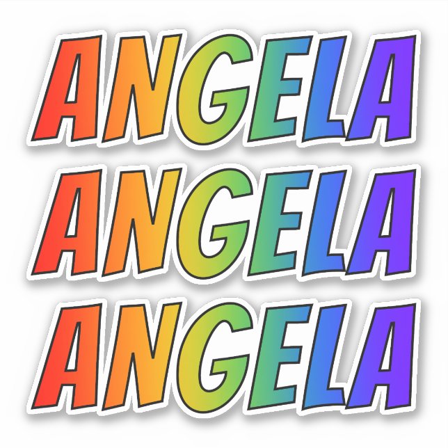 First Name "ANGELA" w/ Fun Rainbow Colouring (Front)