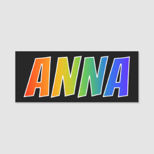 First Name "ANNA": Fun Rainbow Colouring Name Tag