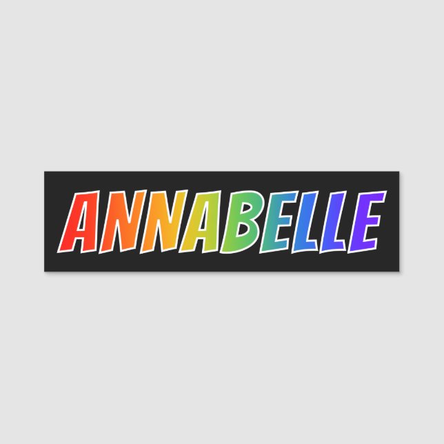 First Name "ANNABELLE": Fun Rainbow Colouring Name Tag (Front)
