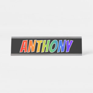 First Name "ANTHONY": Fun Rainbow Colouring Desk Name Plate