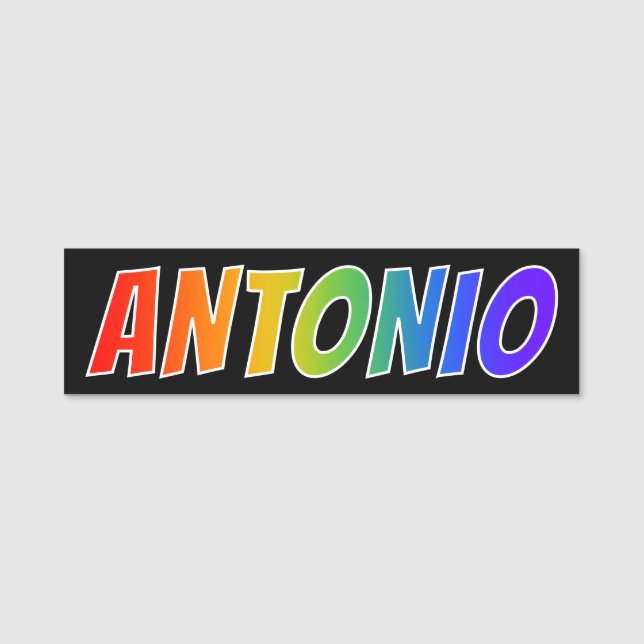 First Name "ANTONIO": Fun Rainbow Colouring Tag (Front)