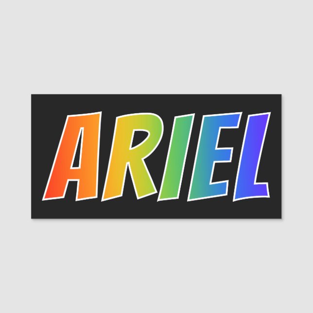 First Name "ARIEL": Fun Rainbow Colouring Name Tag (Front)