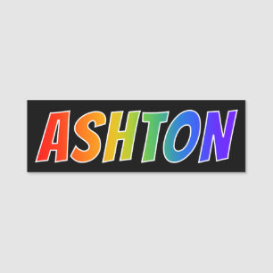 First Name "ASHTON": Fun Rainbow Colouring Name Tag