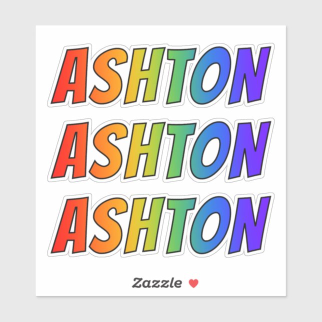 First Name "ASHTON" w/ Fun Rainbow Colouring (Sheet)