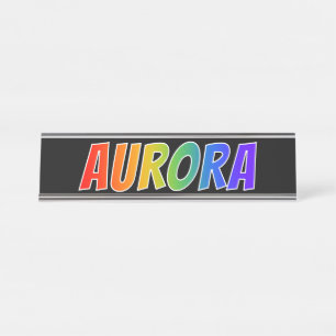First Name "AURORA": Fun Rainbow Colouring Desk Name Plate