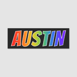 First Name "AUSTIN": Fun Rainbow Colouring Tag