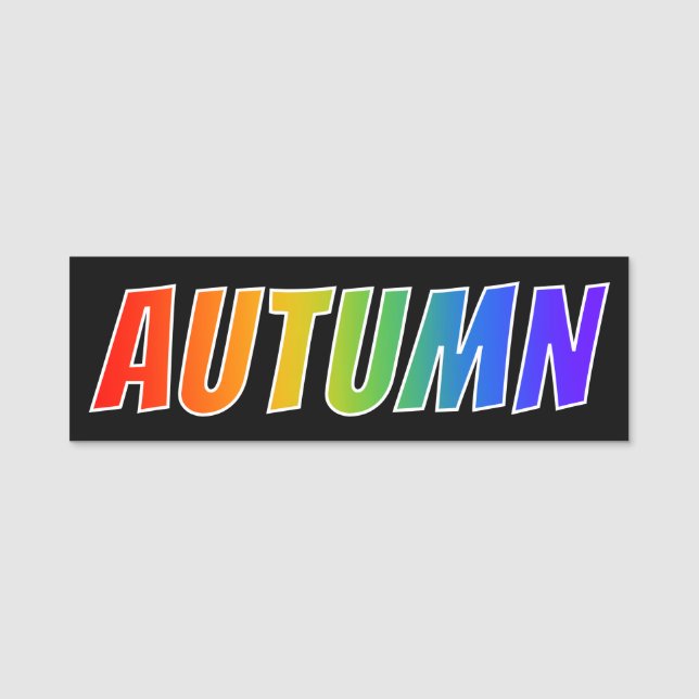 First Name "AUTUMN": Fun Rainbow Colouring Tag (Front)
