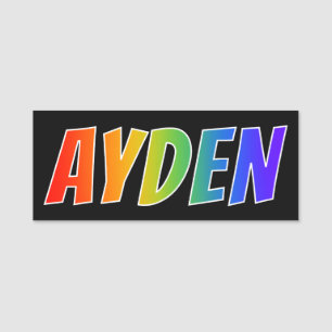First Name "AYDEN": Fun Rainbow Colouring Tag