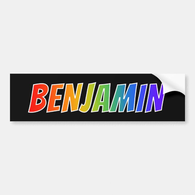 First Name "BENJAMIN": Fun Rainbow Colouring Bumper Sticker (Front)