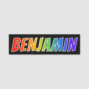 First Name "BENJAMIN": Fun Rainbow Colouring Name Tag