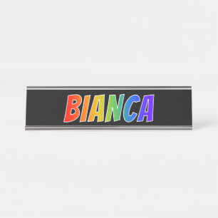 First Name "BIANCA": Fun Rainbow Colouring Desk Name Plate